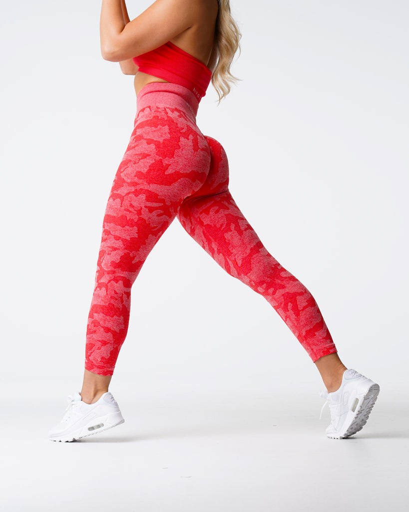 NVGTN Camo Seamless Leggings Candy Apple | JHGKC2749