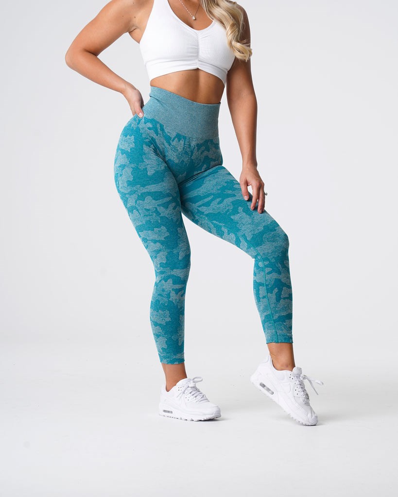 NVGTN Camo Seamless Leggings Teal | ZTXGH7915