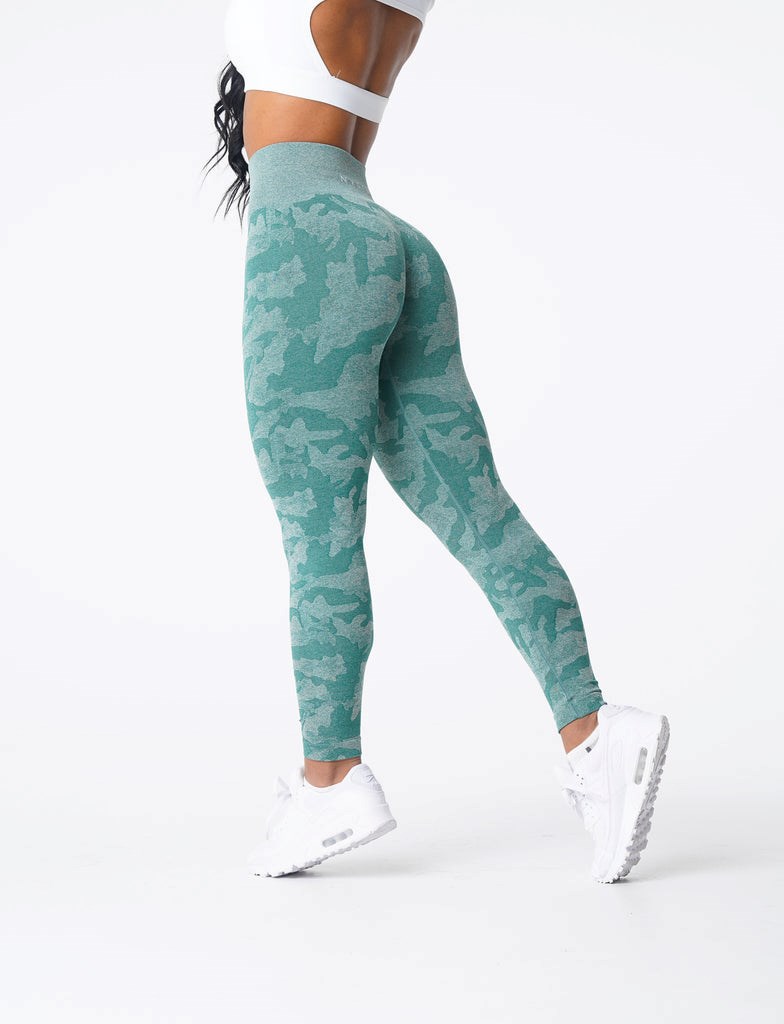 NVGTN Camo Seamless Leggings Zelene | SAGXT1238