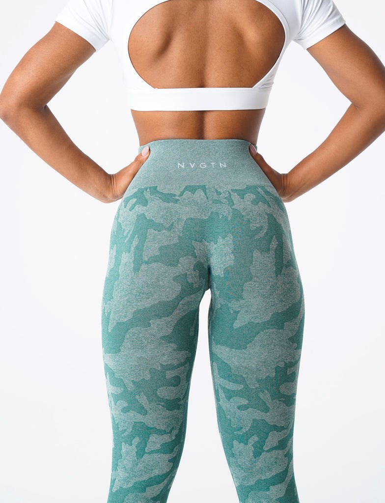 NVGTN Camo Seamless Leggings Zelene | SAGXT1238