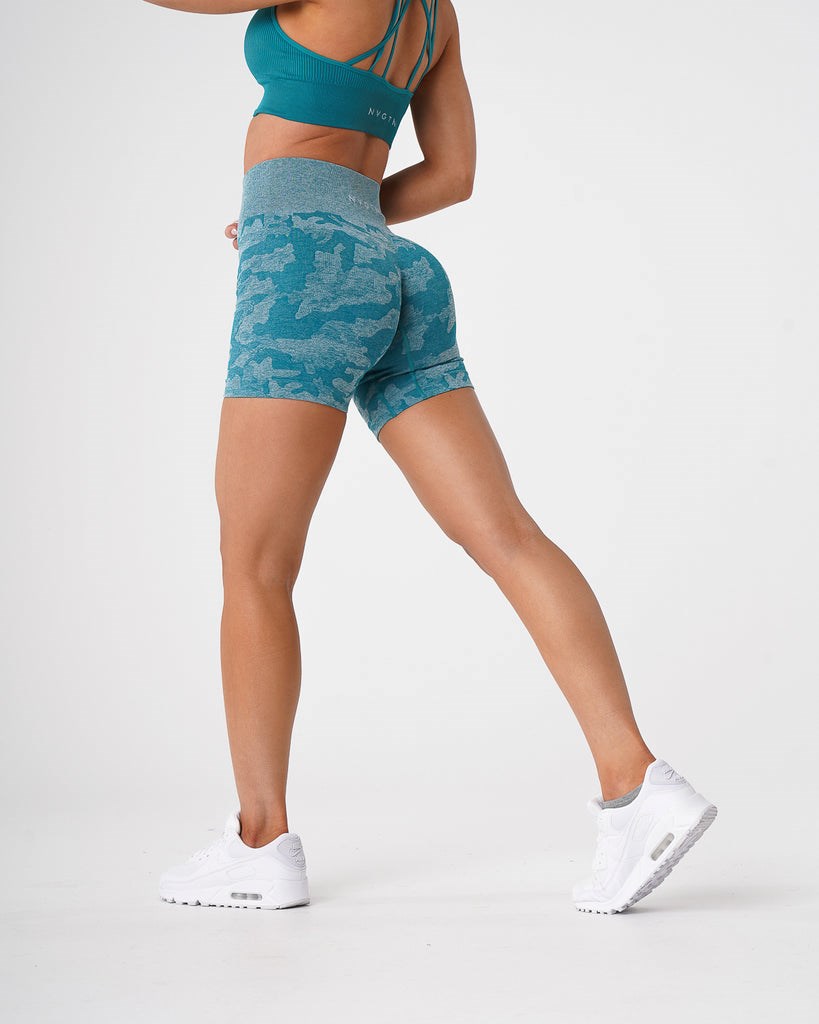 NVGTN Camo Seamless Shorts Teal | XKTMF4217