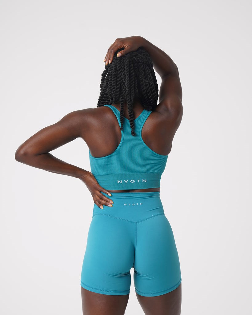 NVGTN Cinched Seamless Bra Teal | DZHLE4809