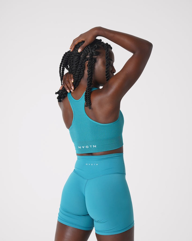 NVGTN Cinched Seamless Bra Teal | DZHLE4809