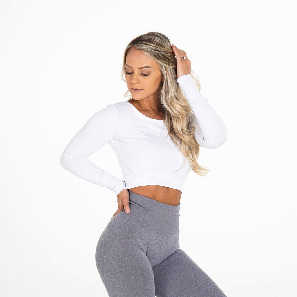 NVGTN Form Long Sleeve Crop Bílé | RKNSP0825