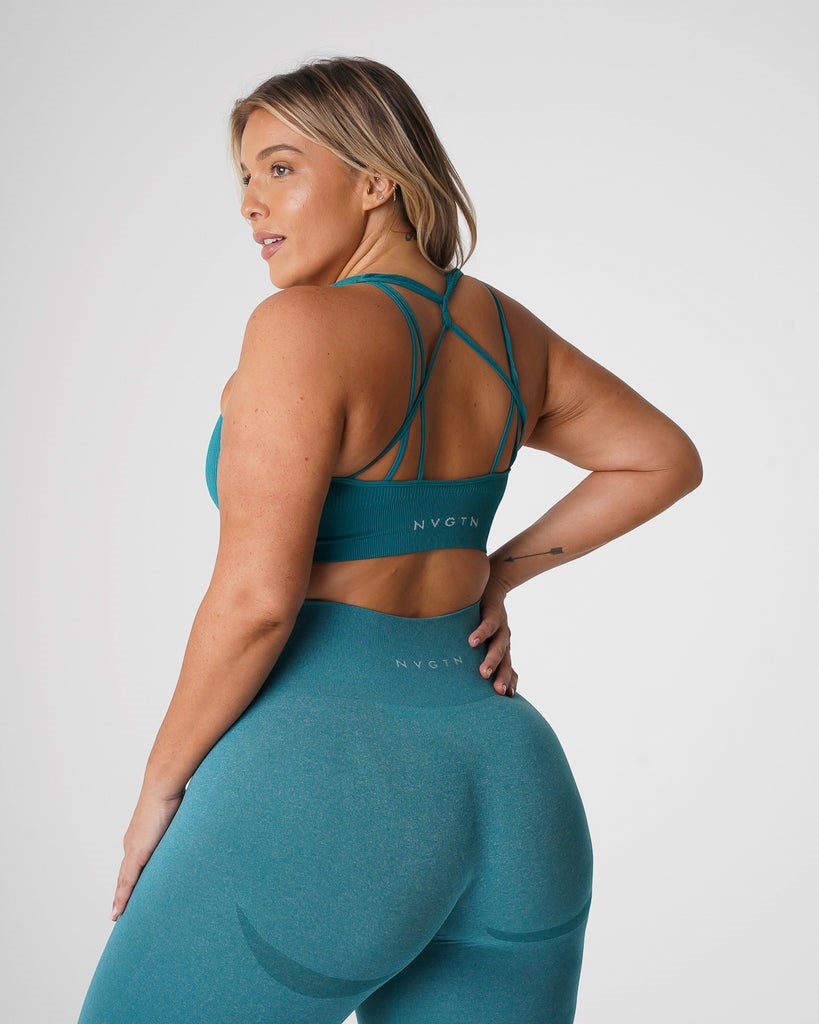 NVGTN Galaxy Žebrovaný Seamless Bra Teal | HJRME8651