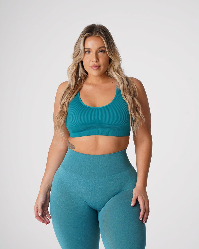 NVGTN Galaxy Žebrovaný Seamless Bra Teal | YXQPV7812