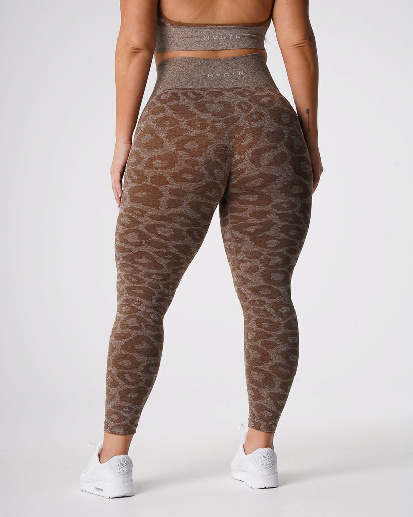 NVGTN Leopard Seamless Leggings Mocha | DHMFR6128