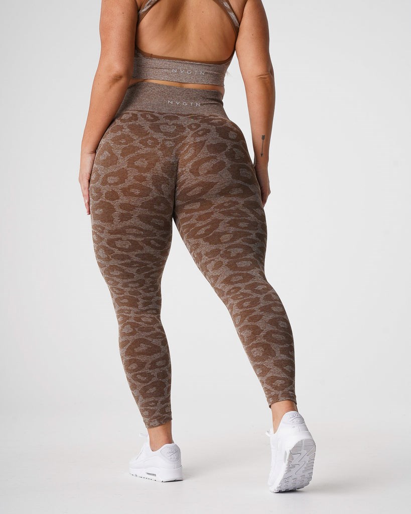 NVGTN Leopard Seamless Leggings Mocha | DHMFR6128