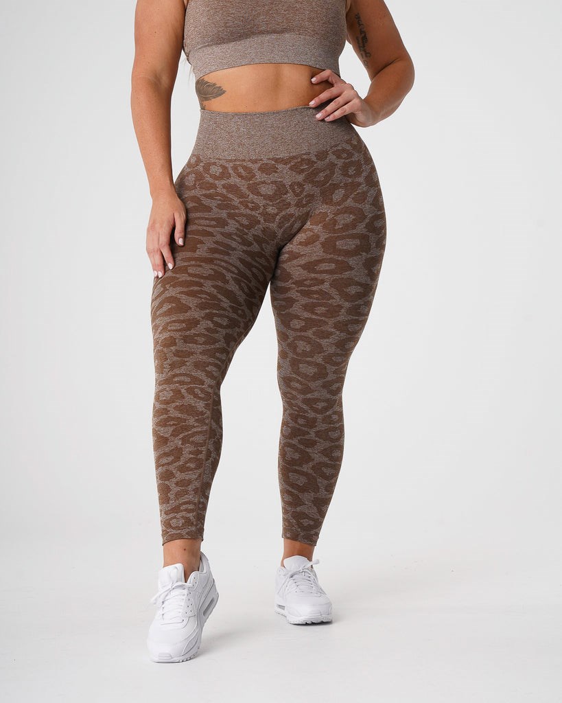 NVGTN Leopard Seamless Leggings Mocha | DHMFR6128