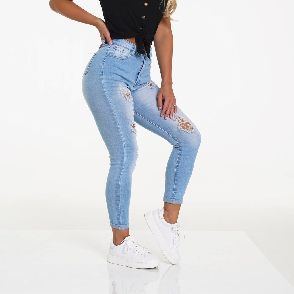 NVGTN Navishape Ripped Jeans Světle Blankyt Světle Modré | YPTFK0786