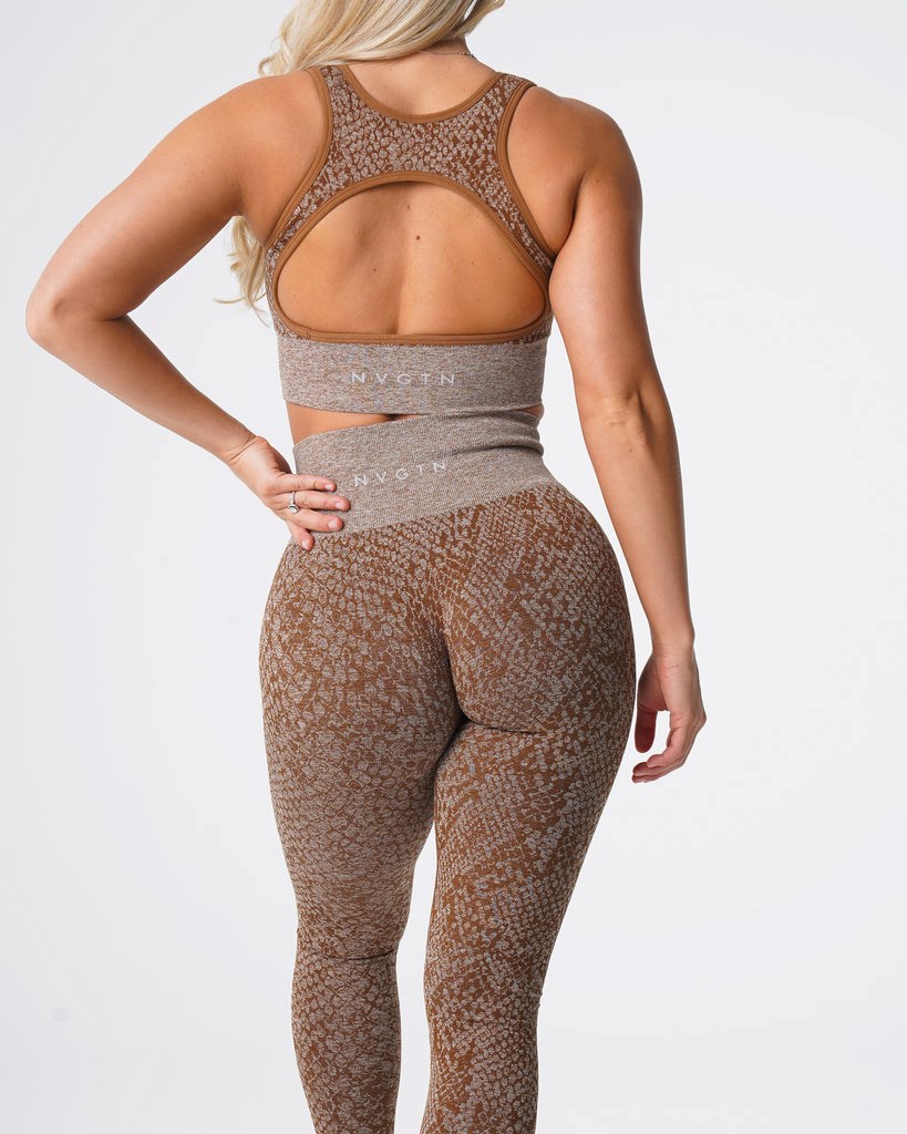 NVGTN Snakeskin Seamless Leggings Mocha | ZSBFT0596