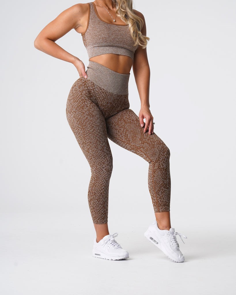 NVGTN Snakeskin Seamless Leggings Mocha | ZSBFT0596