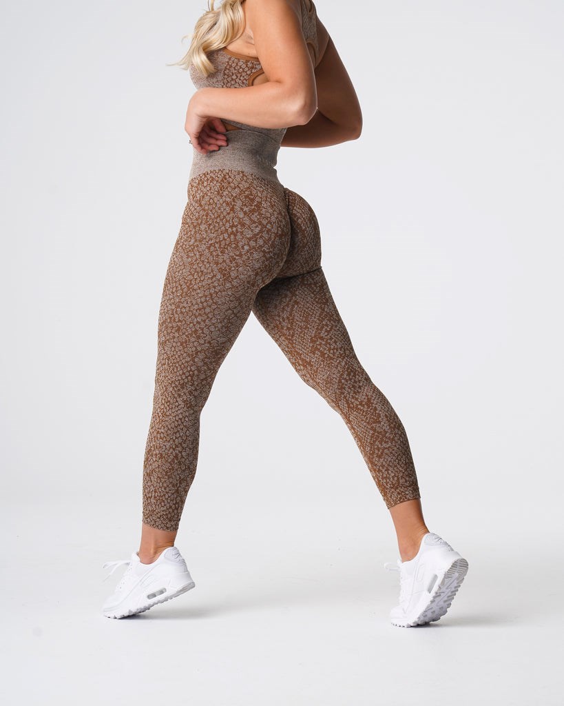 NVGTN Snakeskin Seamless Leggings Mocha | ZSBFT0596