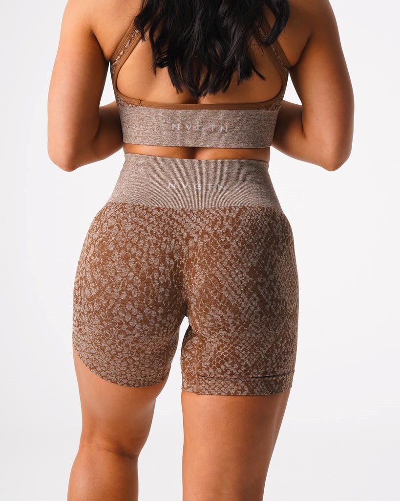 NVGTN Snakeskin Seamless Shorts Mocha | NQVDH3024