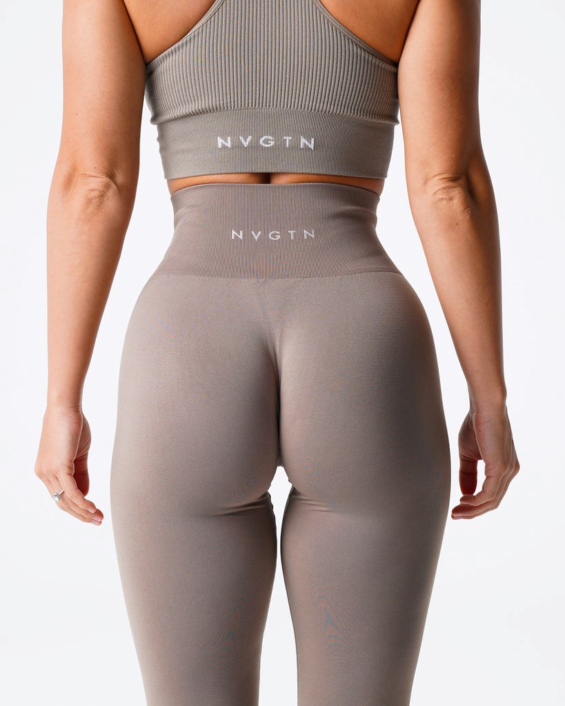 NVGTN Solid Seamless Leggings Taupe | VXKBP0513