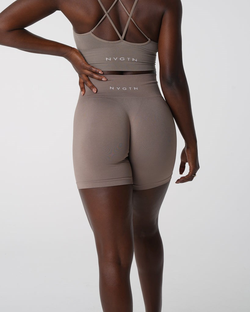 NVGTN Solid Seamless Shorts Taupe | IRZHJ0687