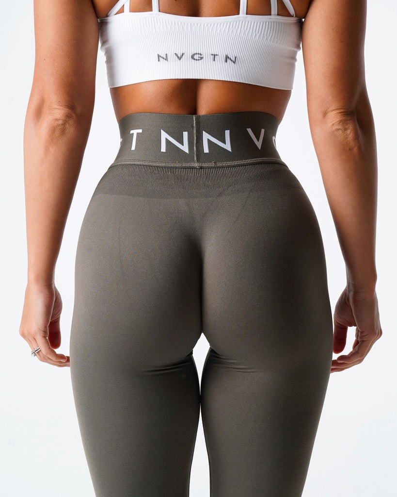 NVGTN Sportovní Seamless Leggings Olivy Zelené | RNVEJ2419