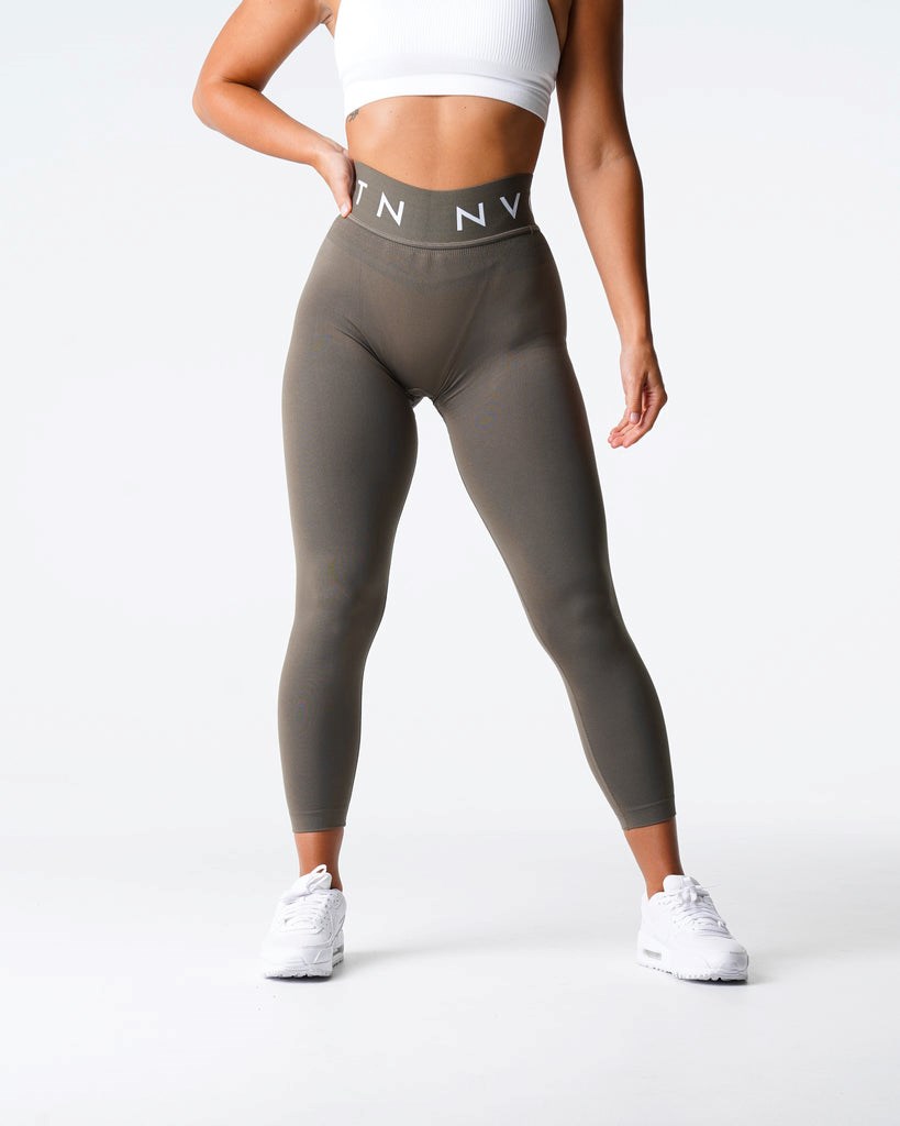 NVGTN Sportovní Seamless Leggings Olivy Zelené | RNVEJ2419