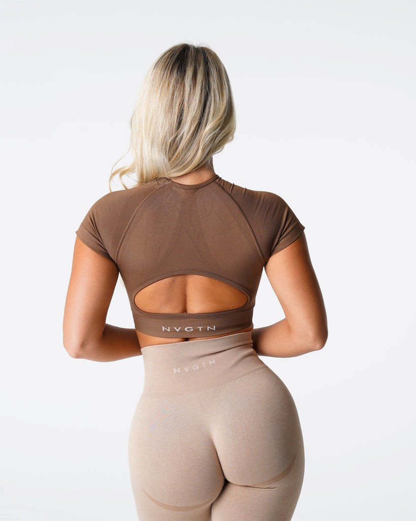 NVGTN Vortex Seamless Bra Top Mocha | XMEFN7926