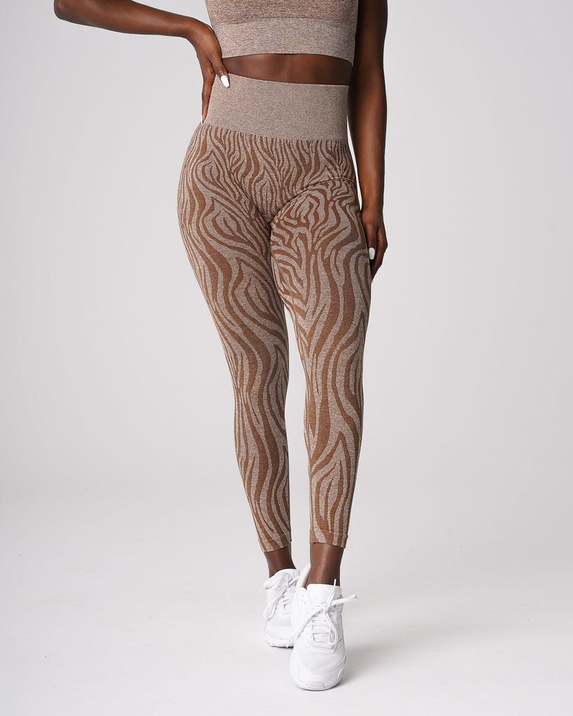 NVGTN Zebra Seamless Leggings Mocha | ZYVHL2654