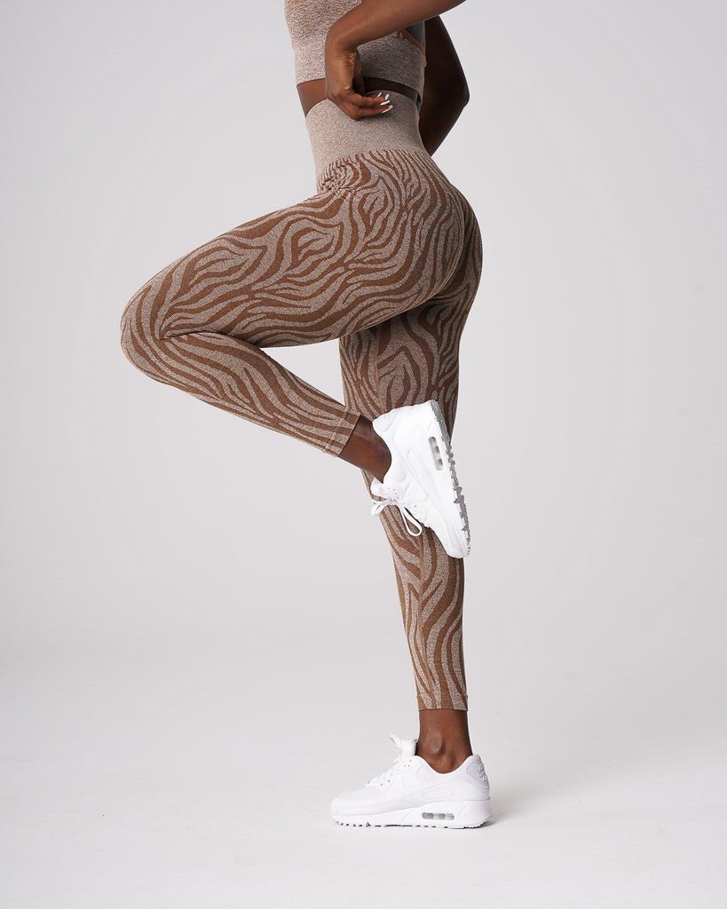 NVGTN Zebra Seamless Leggings Mocha | ZYVHL2654