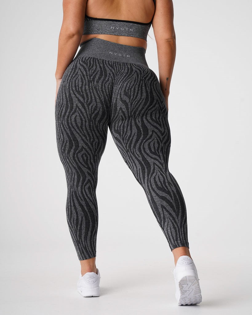 NVGTN Zebra Seamless Leggings Černé | EVFHW8102