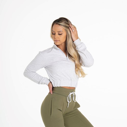 NVGTN Power Cropped Pullover Světle Šedé | MAXNB7962