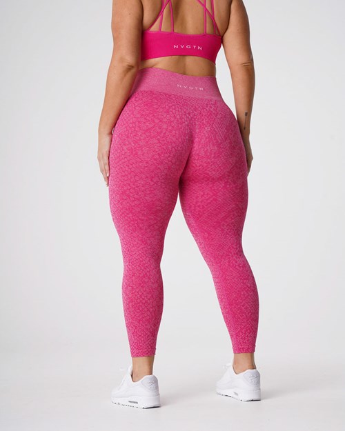 NVGTN Snakeskin Seamless Leggings Fuchsie | APMDE7025