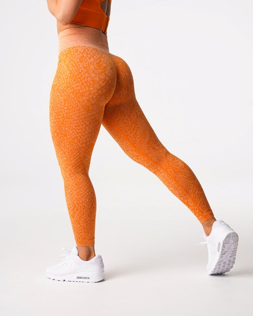 NVGTN Snakeskin Seamless Leggings Oranžové | QYLFM3740