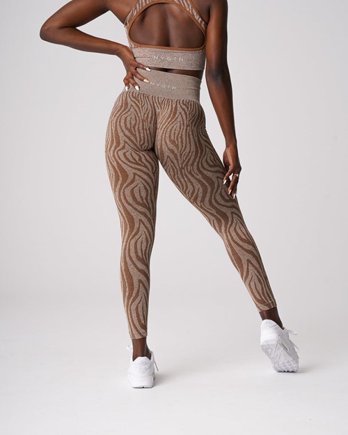 NVGTN Zebra Seamless Leggings Mocha | ZYVHL2654